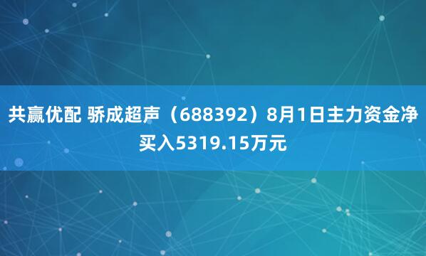 共赢优配 骄成超声（688392）8月1日主力资金净买入5319.15万元