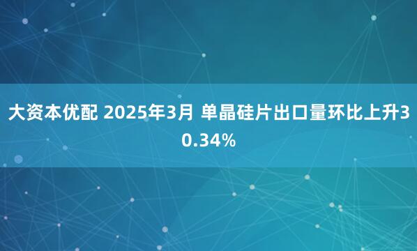 大资本优配 2025年3月 单晶硅片出口量环比上升30.34%